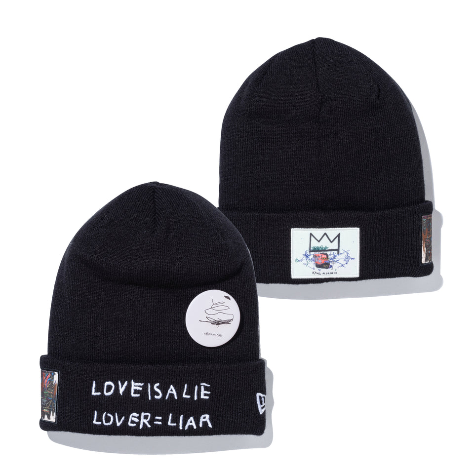ベーシック カフニット JEAN MICHEL BASQUIAT ジャン=ミシェル・バスキア LOVE IS A LIE LOVER=LIAR ブラック