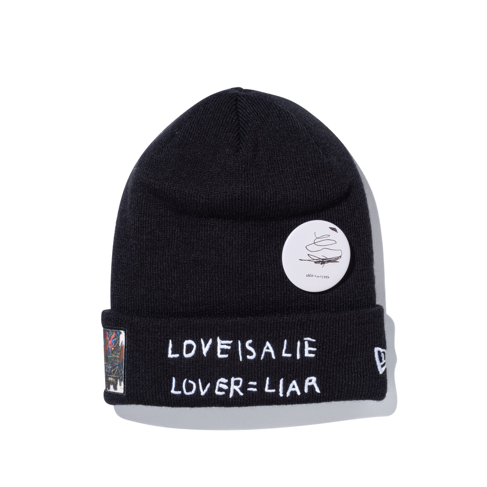 ベーシック カフニット JEAN MICHEL BASQUIAT ジャン=ミシェル・バスキア LOVE IS A LIE LOVER=LIAR ブラック