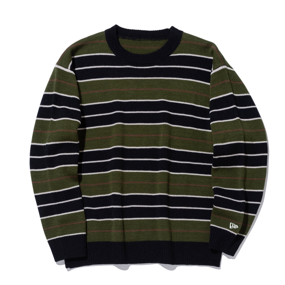 ボーダー クルーネックニット BLACK LABEL FW23 オリーブ