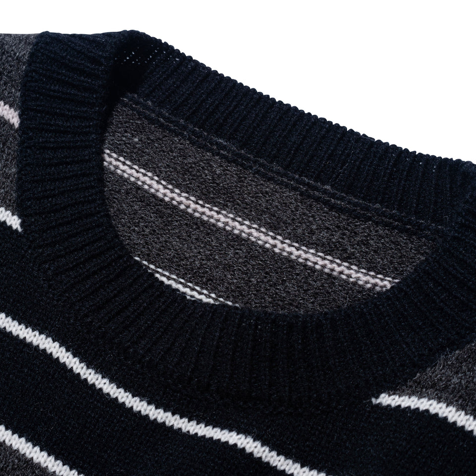 ボーダー クルーネックニット BLACK LABEL FW23 ブラック