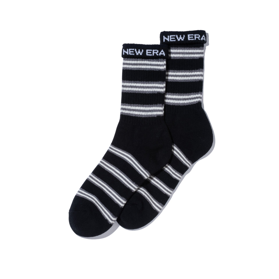ソックス クルー 2ペア BLACK LABEL FW23 ブラウンボーダー / ブラックボーダー