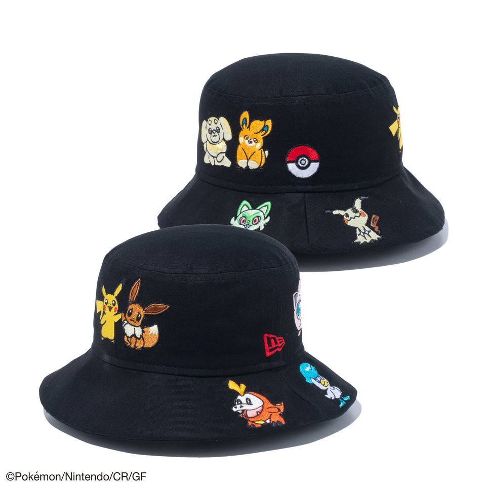 Kid's バケット01 Pokémon ポケモン ピカチュウ イーブイ オールオーバー ブラック