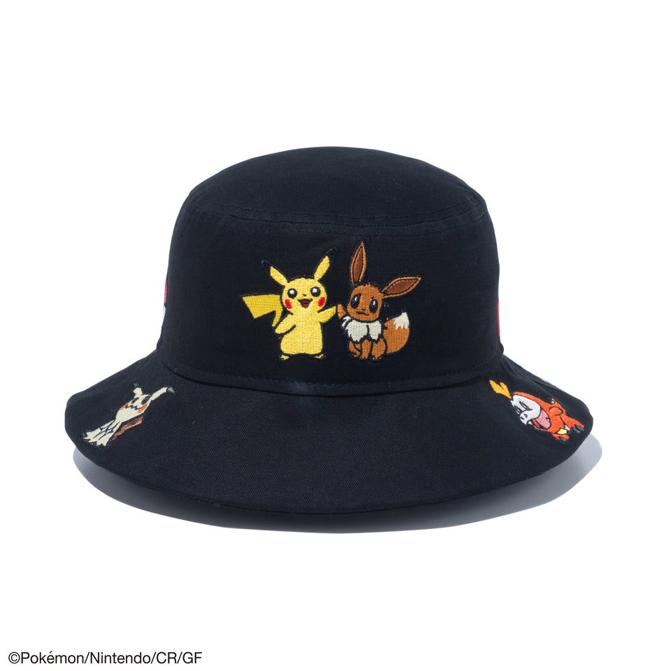 Kid's バケット01 Pokémon ポケモン ピカチュウ イーブイ オールオーバー ブラック