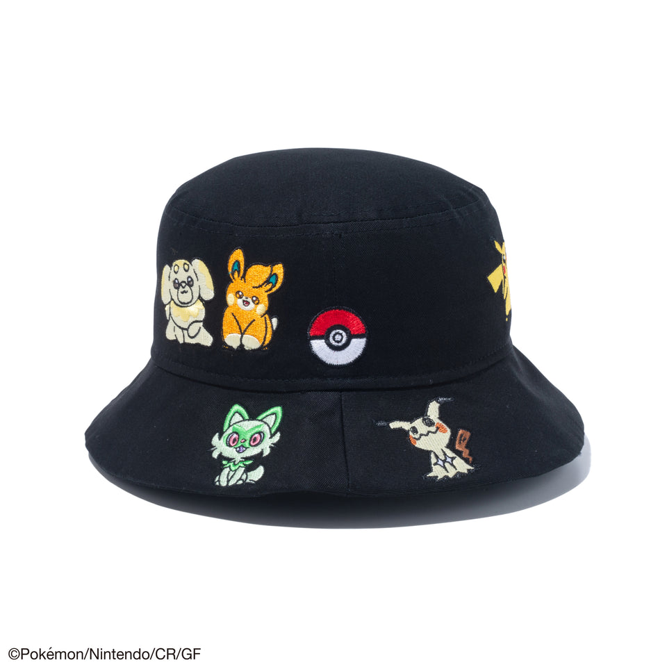 Kid's バケット01 Pokémon ポケモン ピカチュウ イーブイ オールオーバー ブラック
