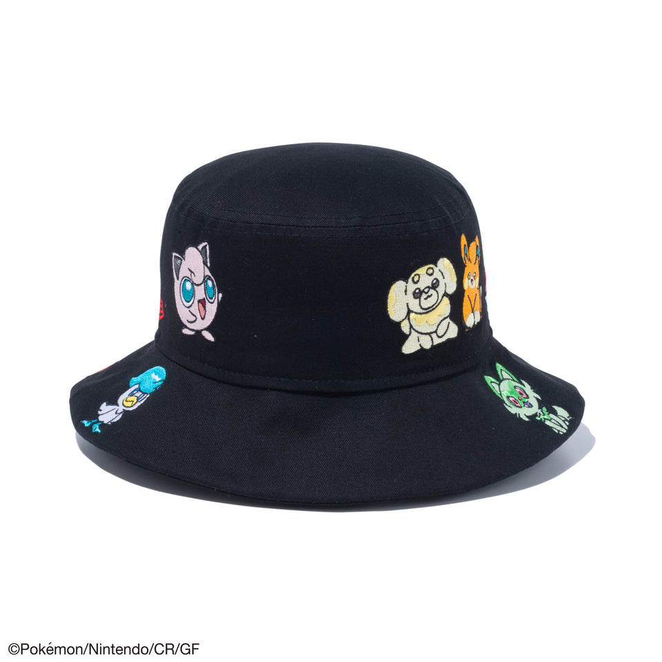 Kid's バケット01 Pokémon ポケモン ピカチュウ イーブイ オールオーバー ブラック