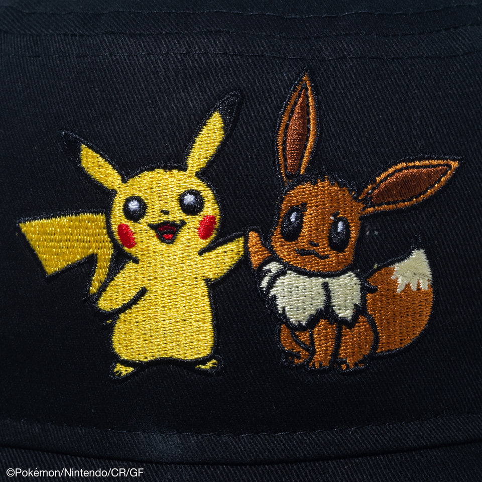 Kid's バケット01 Pokémon ポケモン ピカチュウ イーブイ オールオーバー ブラック