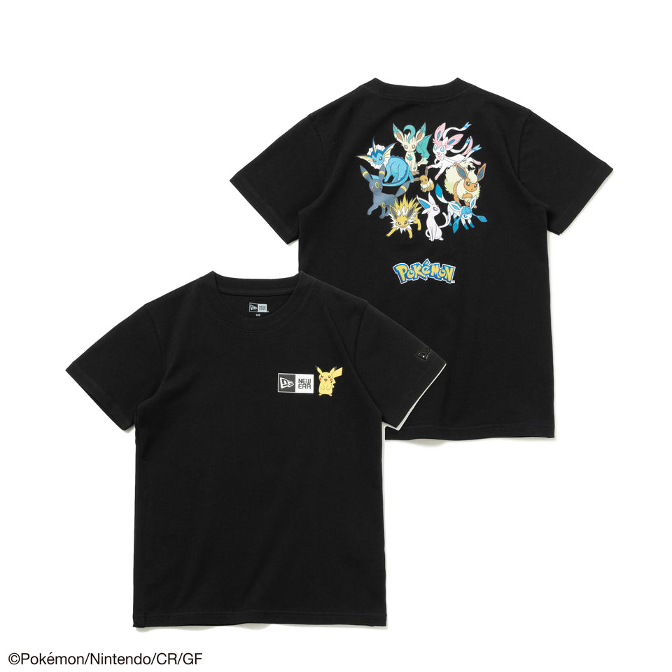 Youth 半袖 コットン Tシャツ Pokémon ポケモン ピカチュウ イーブイフレンズ ブラック