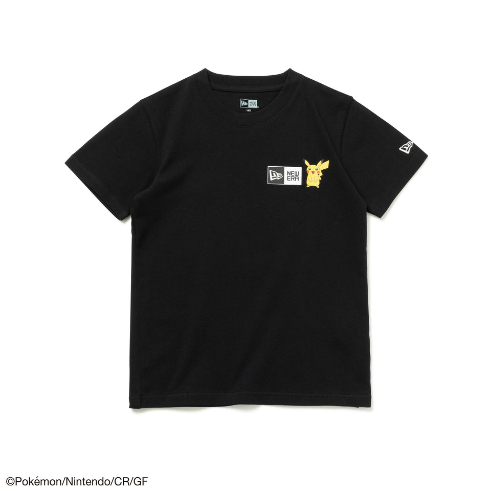 Youth 半袖 コットン Tシャツ Pokémon ポケモン ピカチュウ イーブイフレンズ ブラック