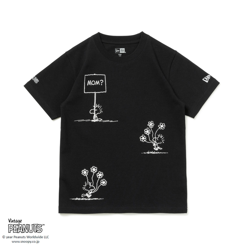 Youth 半袖 コットンTシャツ PEANUTS ピーナッツ ウッドストック ブラック
