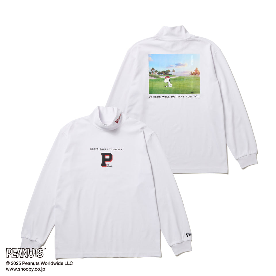 【ゴルフ】 長袖 ハイカラー パフォーマンス Tシャツ PEANUTS ピーナッツ ホワイト