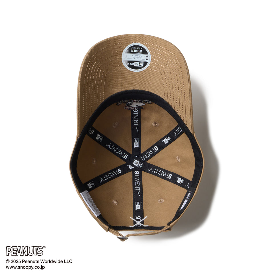 【ゴルフ】 9TWENTY ロングバイザー PEANUTS ピーナッツ バイザーロゴ カーキ