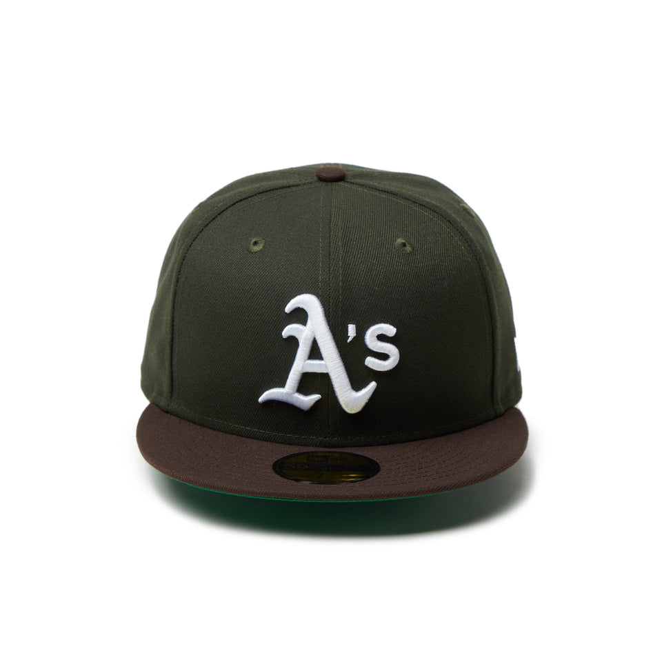 59FIFTY Powered by GORO NAKATSUGAWA（min-nano）オークランド・アスレチックス ダークシーウィード ブラウンバイザー