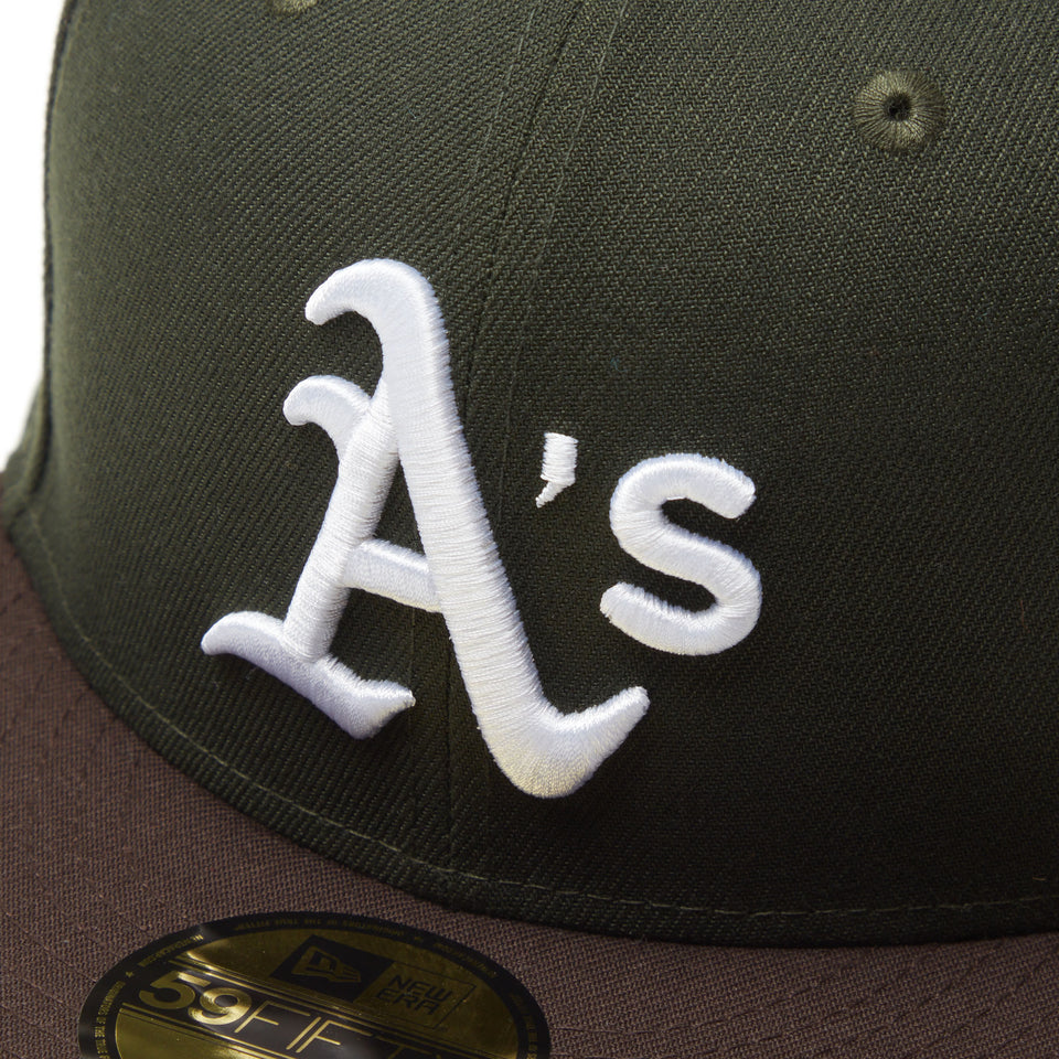 59FIFTY Powered by GORO NAKATSUGAWA（min-nano）オークランド・アスレチックス ダークシーウィード ブラウンバイザー