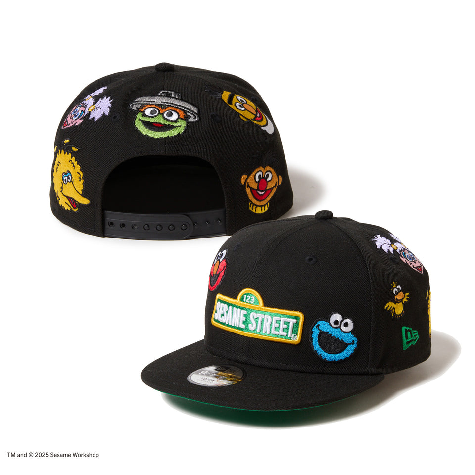 キッズ Youth 9FIFTY SESAME STREET セサミストリート オールオーバー ブラック