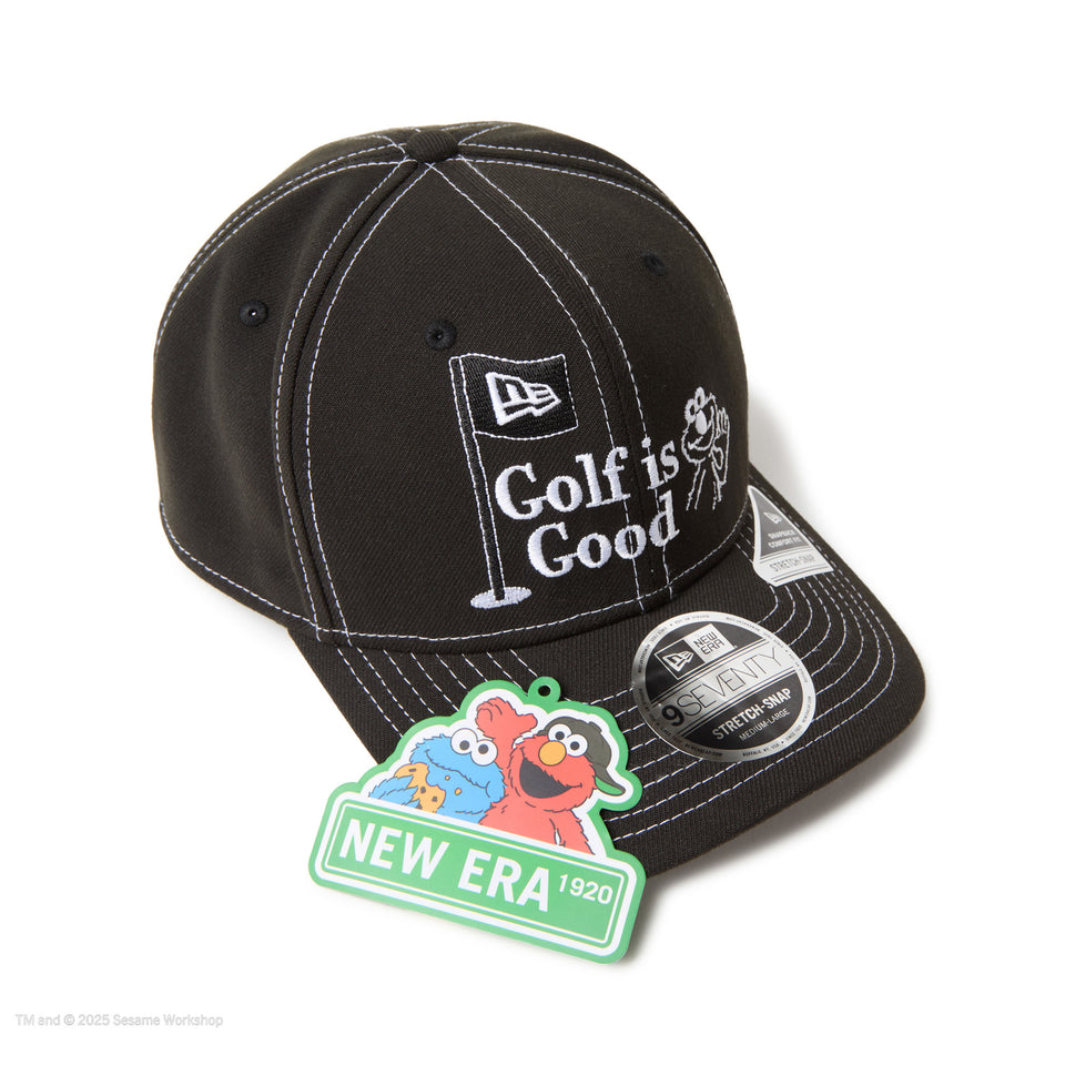 9SEVENTY ストレッチスナップ SESAME STREET セサミストリート Golf is Good ブラック | ゴルフ