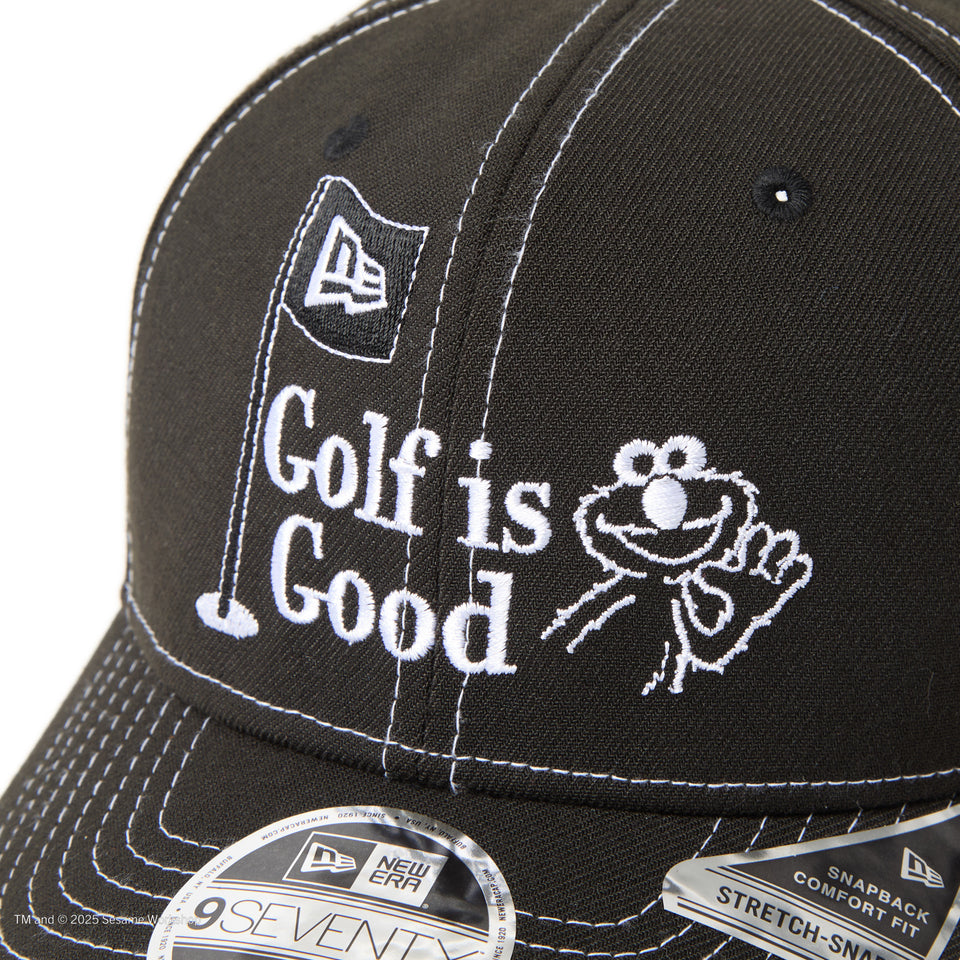 9SEVENTY ストレッチスナップ SESAME STREET セサミストリート Golf is Good ブラック | ゴルフ