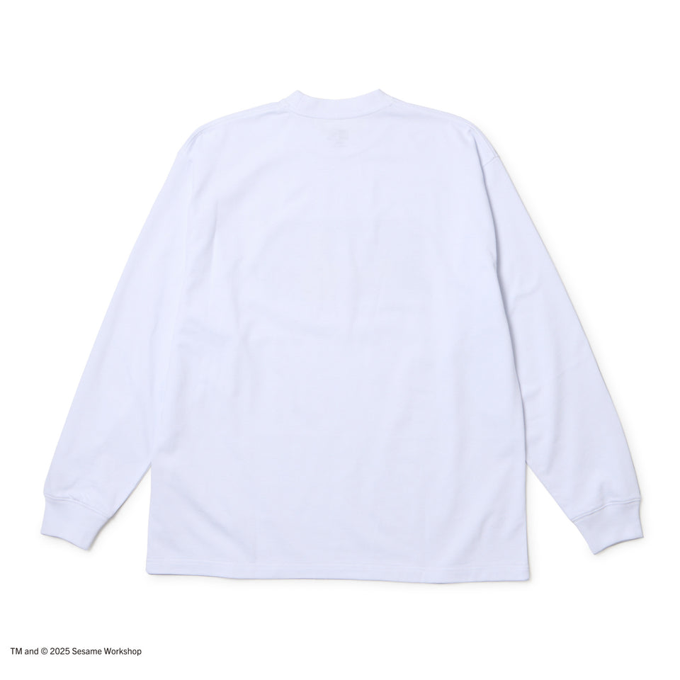 長袖 オーバーサイズド コットン Tシャツ SESAME STREET セサミストリート Baseball ホワイト