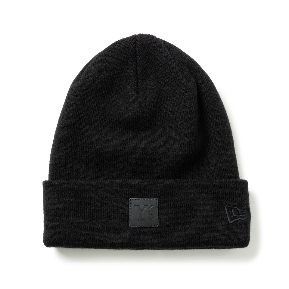 ベーシック カフニット Y's FW25 レザーパッチ ブラック