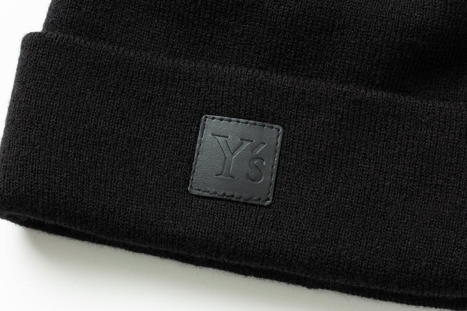 ベーシック カフニット Y's FW25 レザーパッチ ブラック
