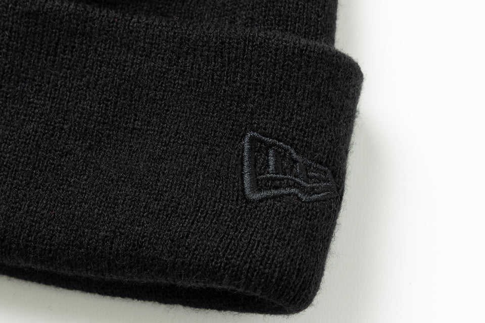ベーシック カフニット Y's FW25 レザーパッチ ブラック