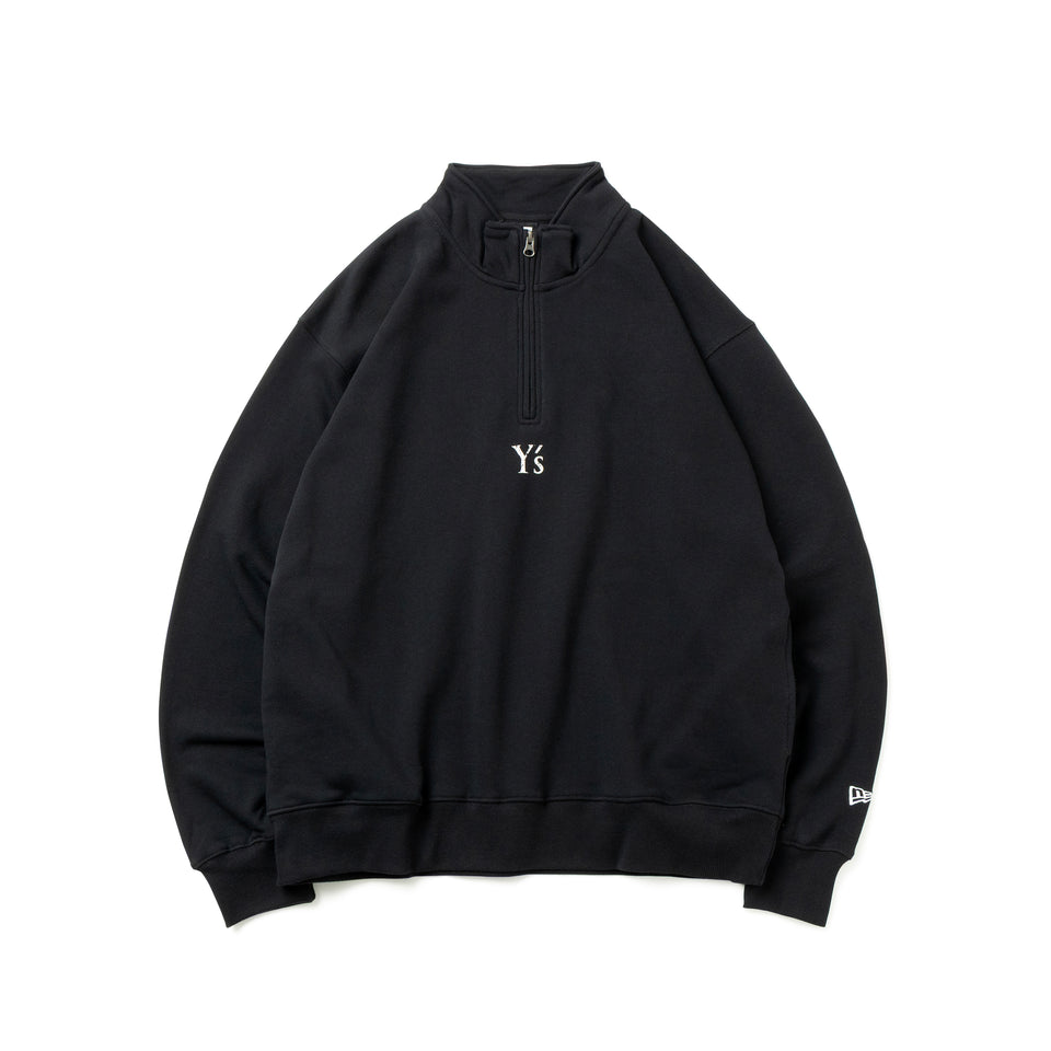 裏毛 オーバーサイズド スウェット ハーフジップ Y's FW25 ブラック