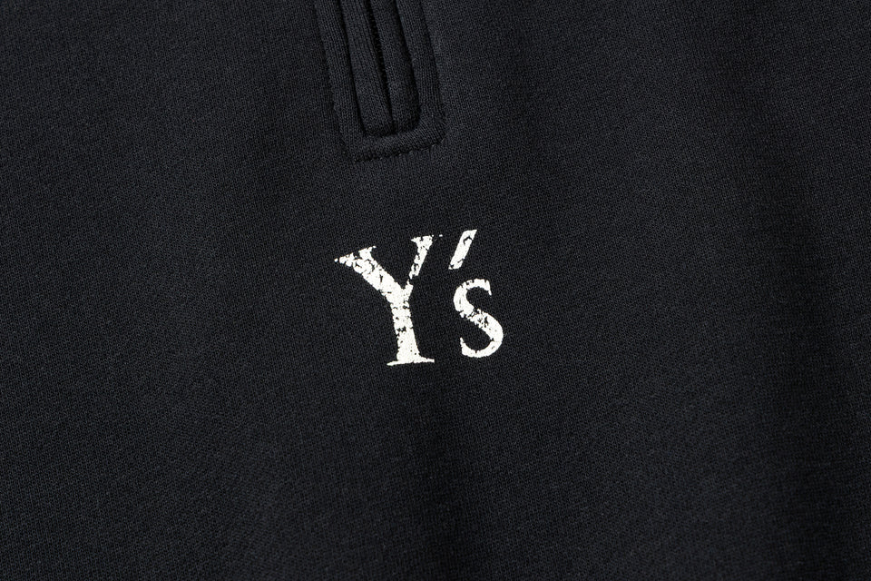 裏毛 オーバーサイズド スウェット ハーフジップ Y's FW25 ブラック