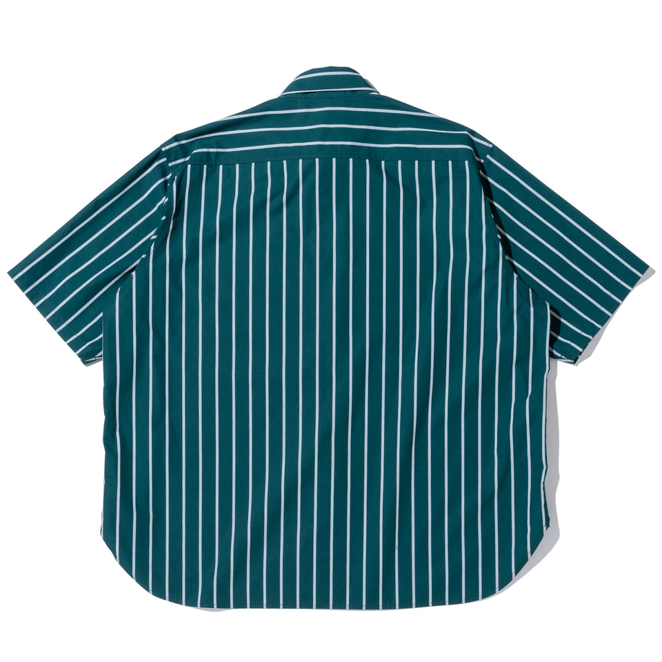 半袖 ブロード シャツ BLACK LABEL SS23 ストライプ ダークグリーン