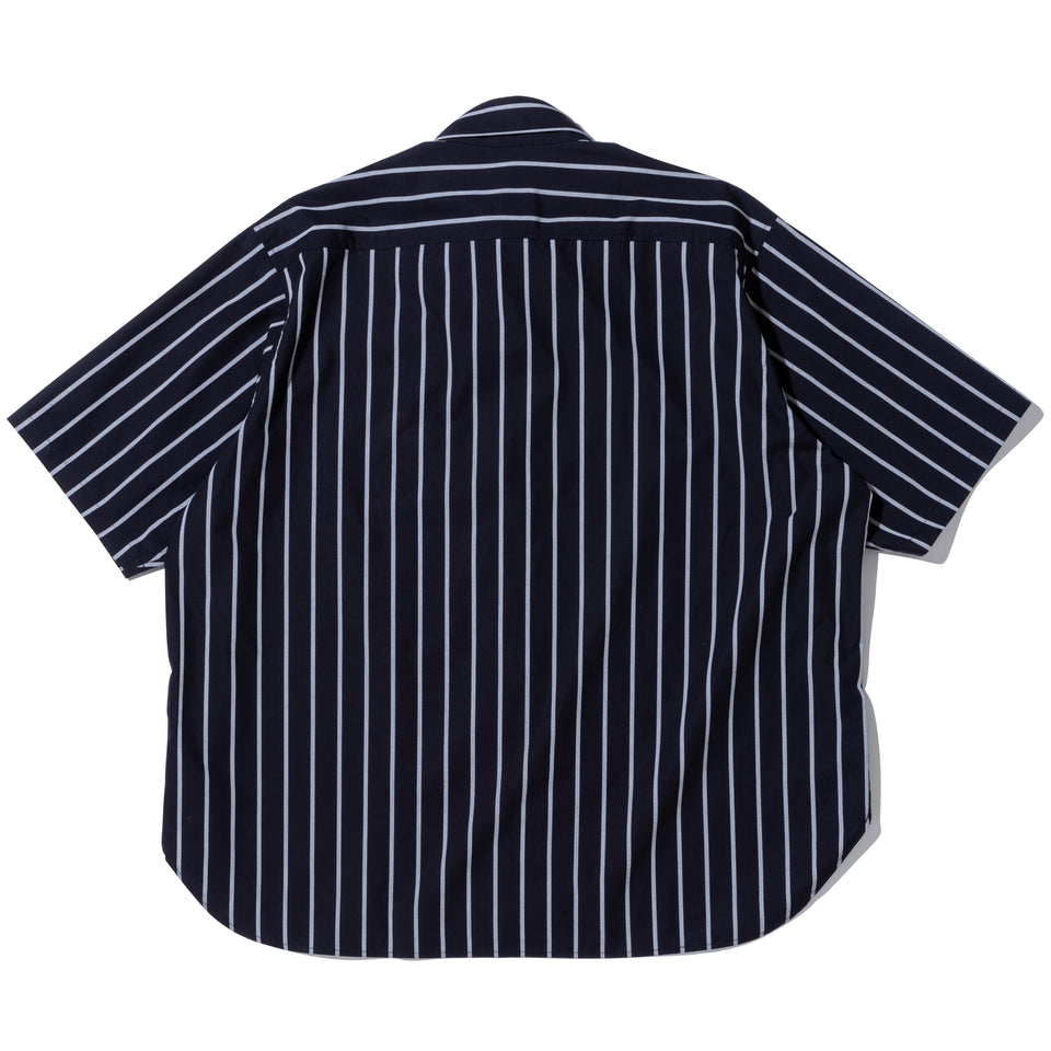 半袖 ブロード シャツ BLACK LABEL SS23 ストライプ ネイビー