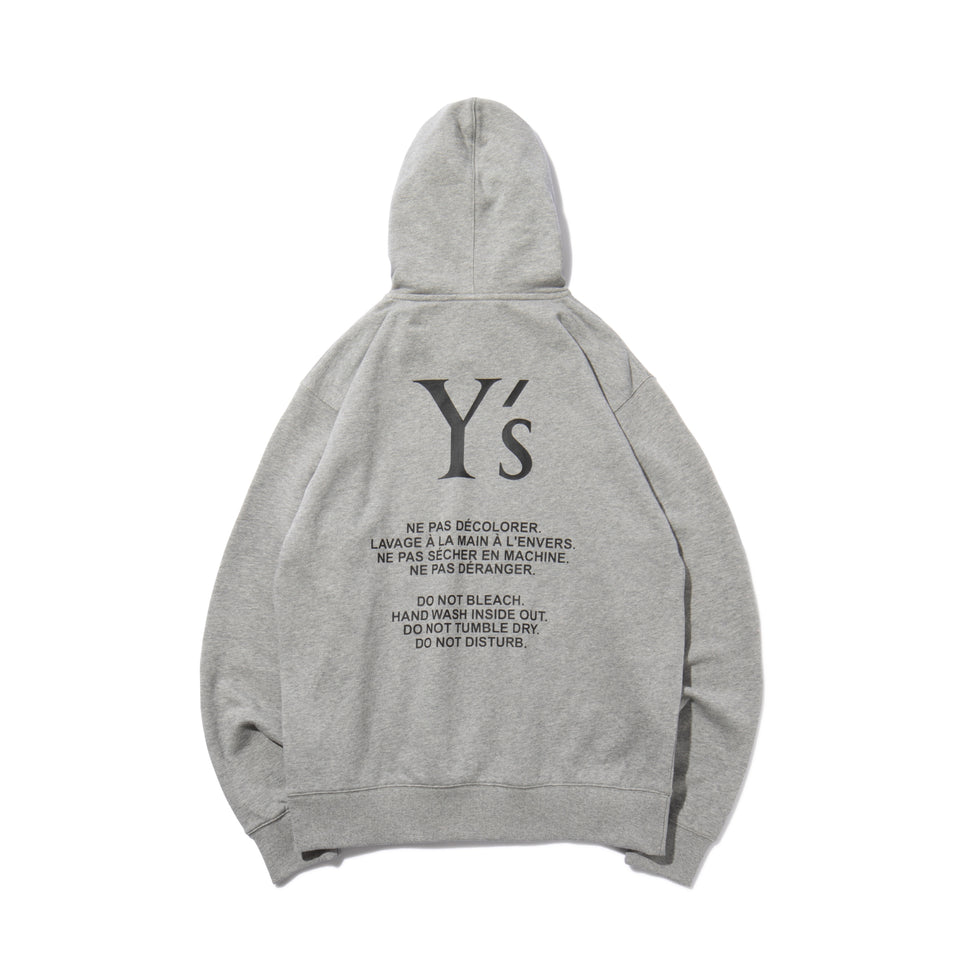 裏毛 プルオーバーフーディー Y's FW24 グレー