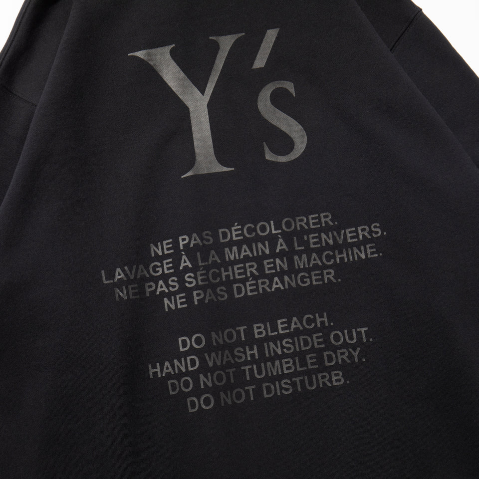 裏毛 プルオーバーフーディー Y's FW24 ブラック