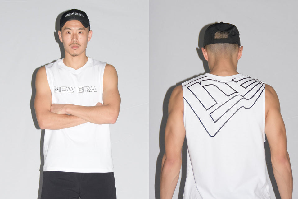 マッスルタンクトップ ニューエラ ワードマーク & ビッグフラッグ ホワイト 【NEW ERA WORKOUT】