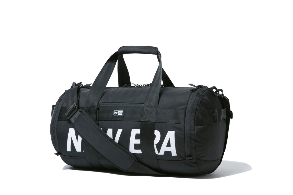 ドラム ダッフルバッグ 40L プリントロゴ ブラック × ホワイト