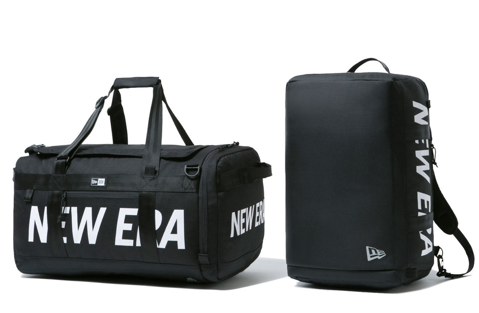 クラブ ダッフルバッグ 50L 2ウェイ プリントロゴ ブラック × ホワイト