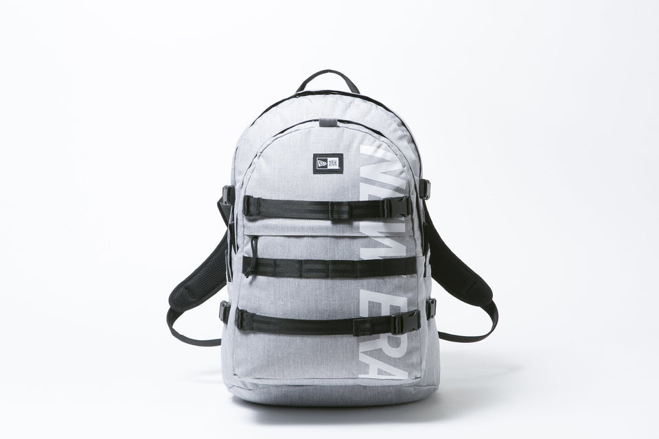 キャリアパック 35L プリントロゴ ヘザーライトグレー × ホワイト