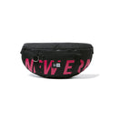 ウエストバッグ 2L プリントロゴ ブラック × ピンク