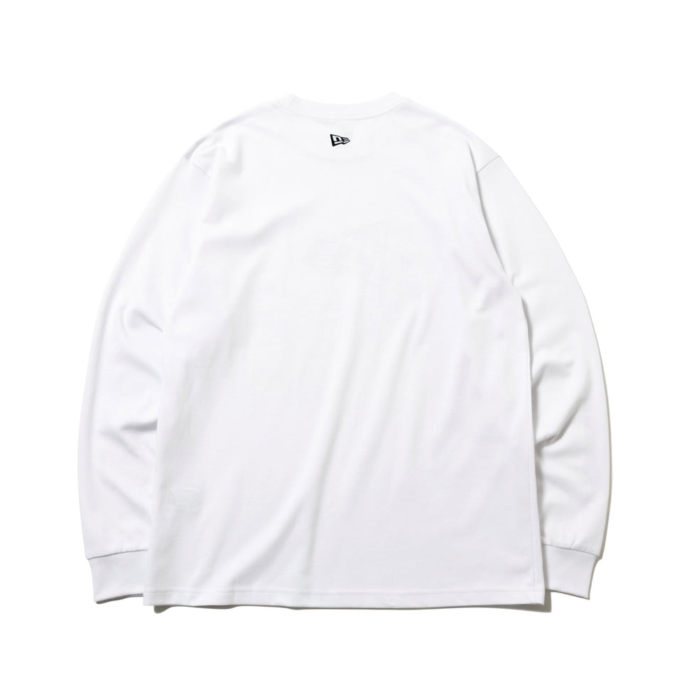 長袖 パフォーマンス Tシャツ アウトラインフラッグ & ワードマークスリーブ ホワイト 【NEW ERA WORKOUT】