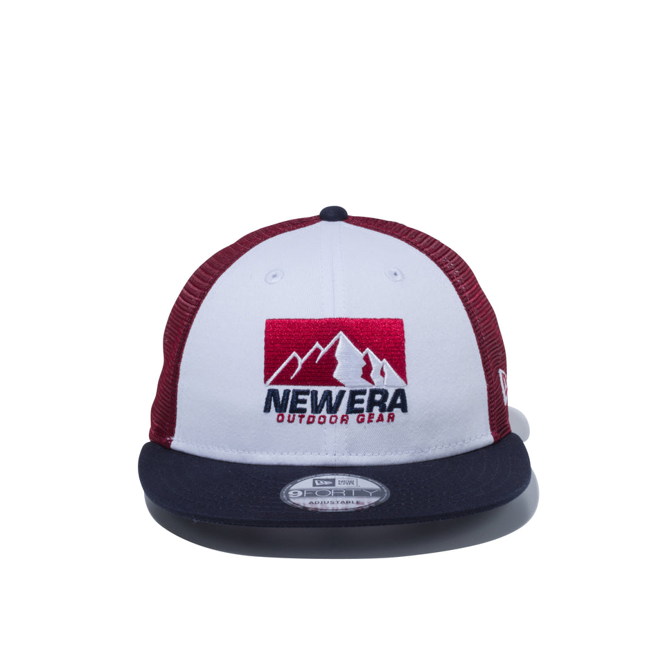 9FORTY フラットバイザー トラッカー ニューエラ アウトドアギア ホワイト / カーディナルメッシュ ネイビーバイザー 【ニューエラ アウトドア】