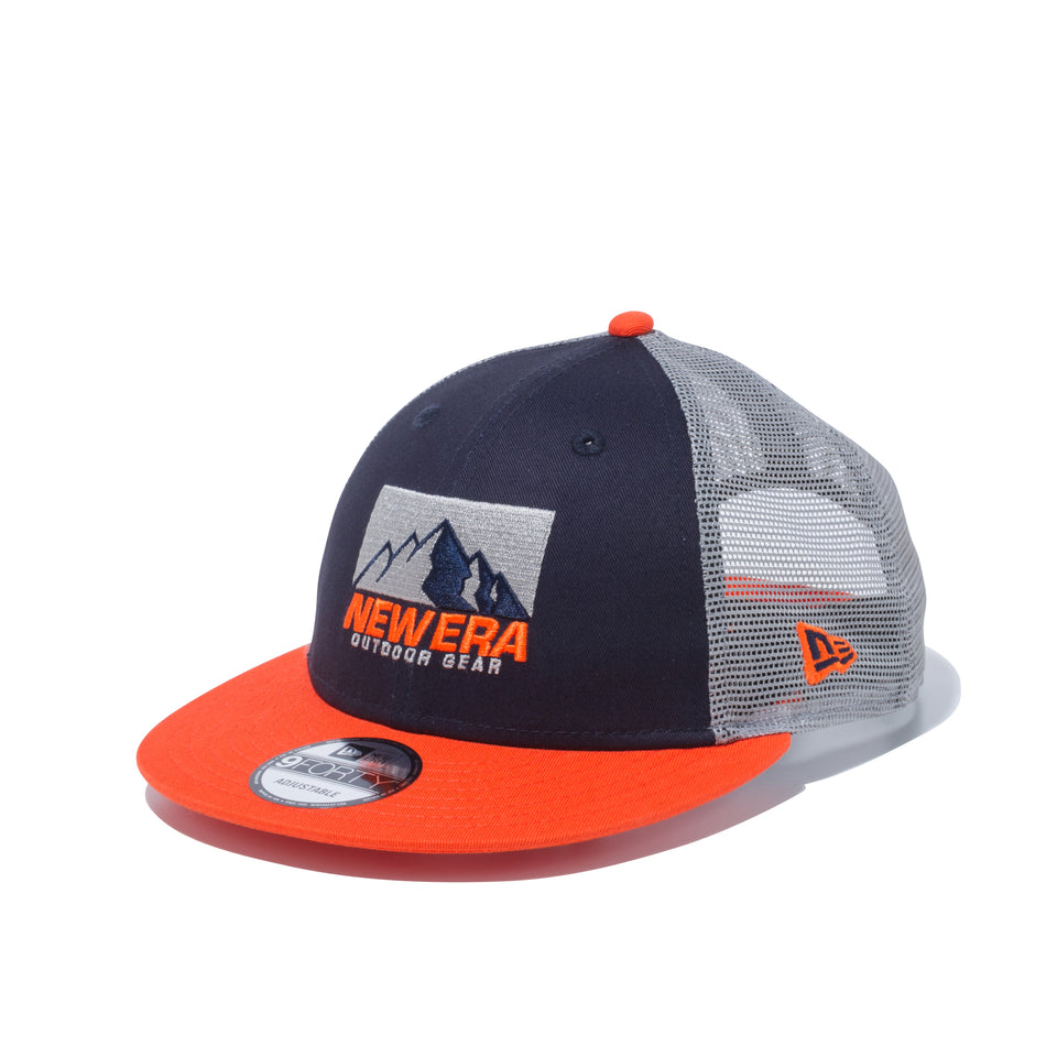 9FORTY フラットバイザー トラッカー ニューエラ アウトドアギア ネイビー / グレーメッシュ オレンジバイザー 【ニューエラ アウトドア】