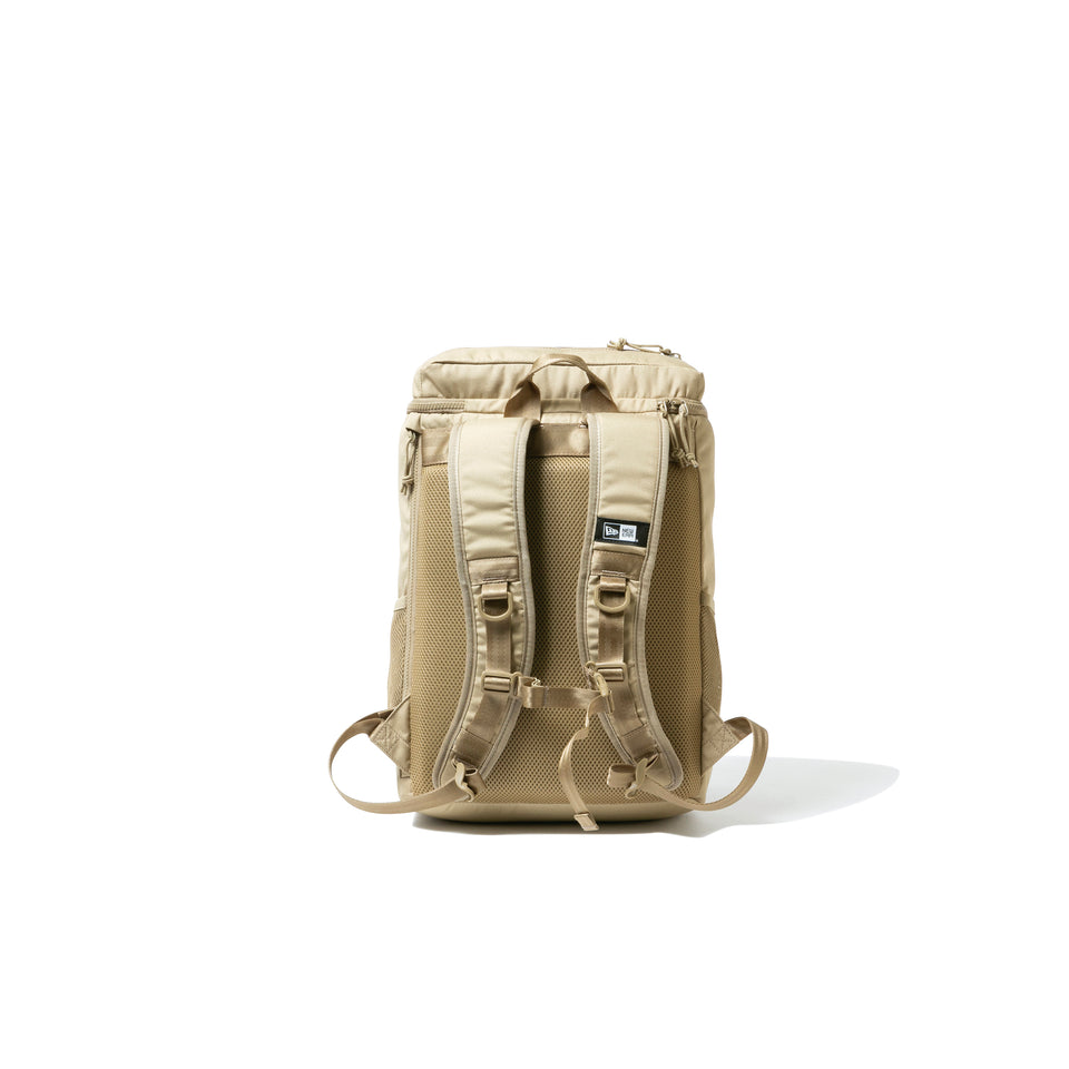 ボックスパック ミディアム 25L プリントロゴ　ベージュ　×　ホワイト