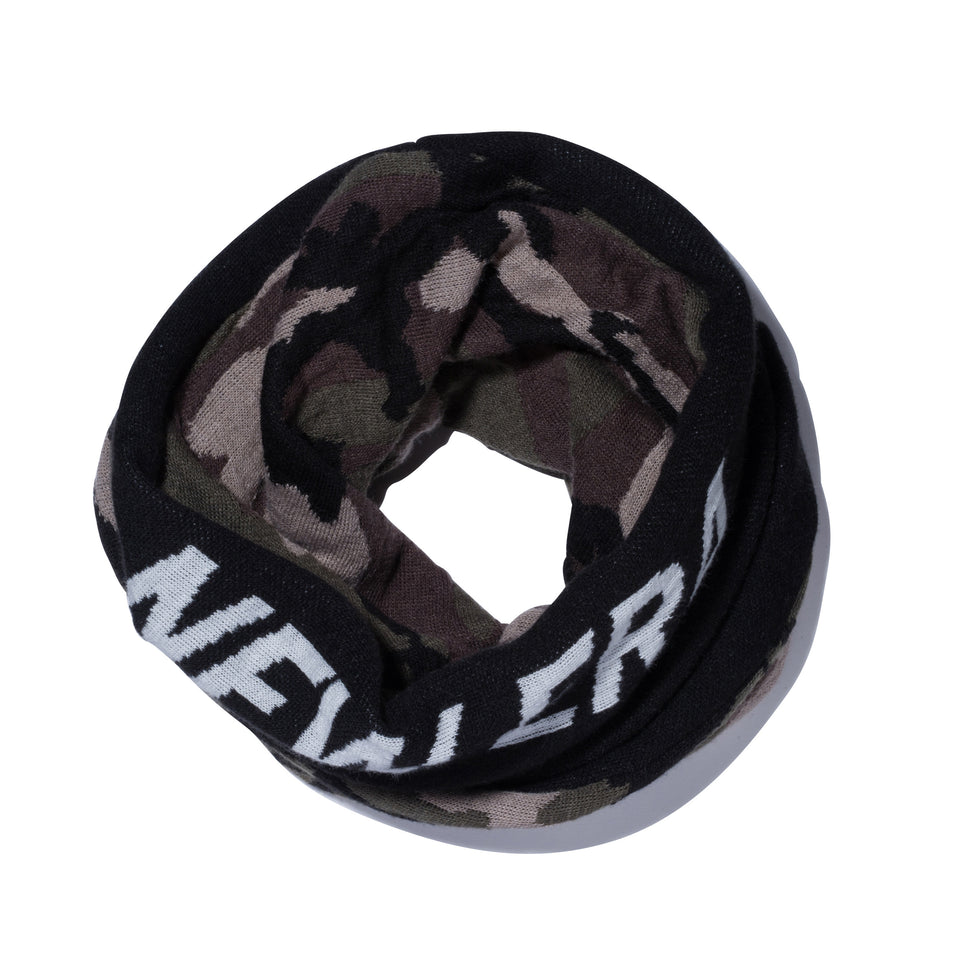 ネックウォーマー ツイステッド NEW ERA ロゴ ブラック / ウッドランドカモボアフリース