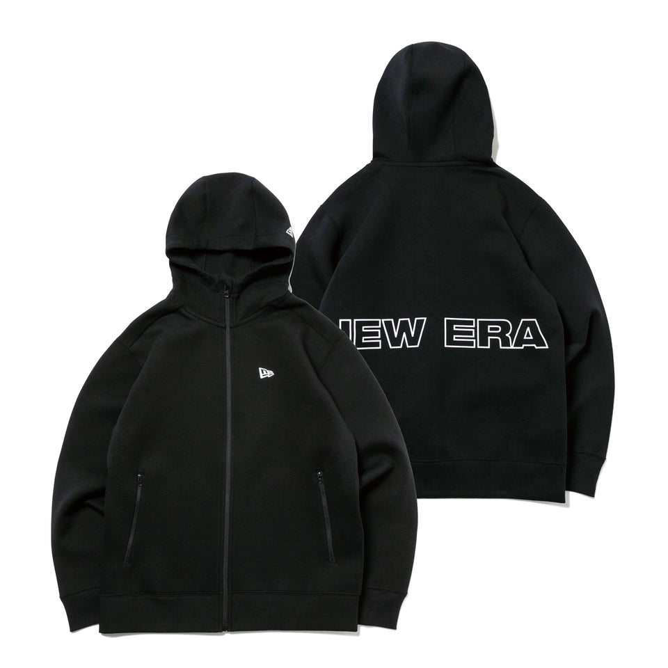 テックスウェット フルジップフーディージャケット ニューエラ ワードマーク バックロゴ ブラック/ホワイト 【NEW ERA WORKOUT】