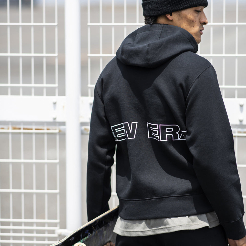 テックスウェット フルジップフーディージャケット ニューエラ ワードマーク バックロゴ ブラック/ホワイト 【NEW ERA WORKOUT】
