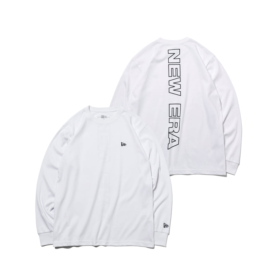 長袖 パフォーマンス Tシャツ リア ニューエラワードマーク ホワイト 【NEW ERA WORKOUT】