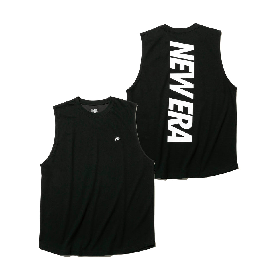 マッスルタンクトップ リア バーチカルロゴ ブラック × ホワイト 【 Performance Apparel 】