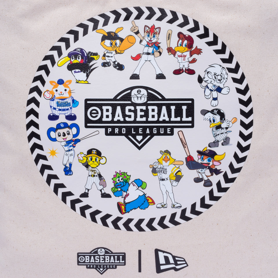 キャンバストート 14L eBASEBALL プロリーグ NPB マスコット フラッグロゴ アイボリー