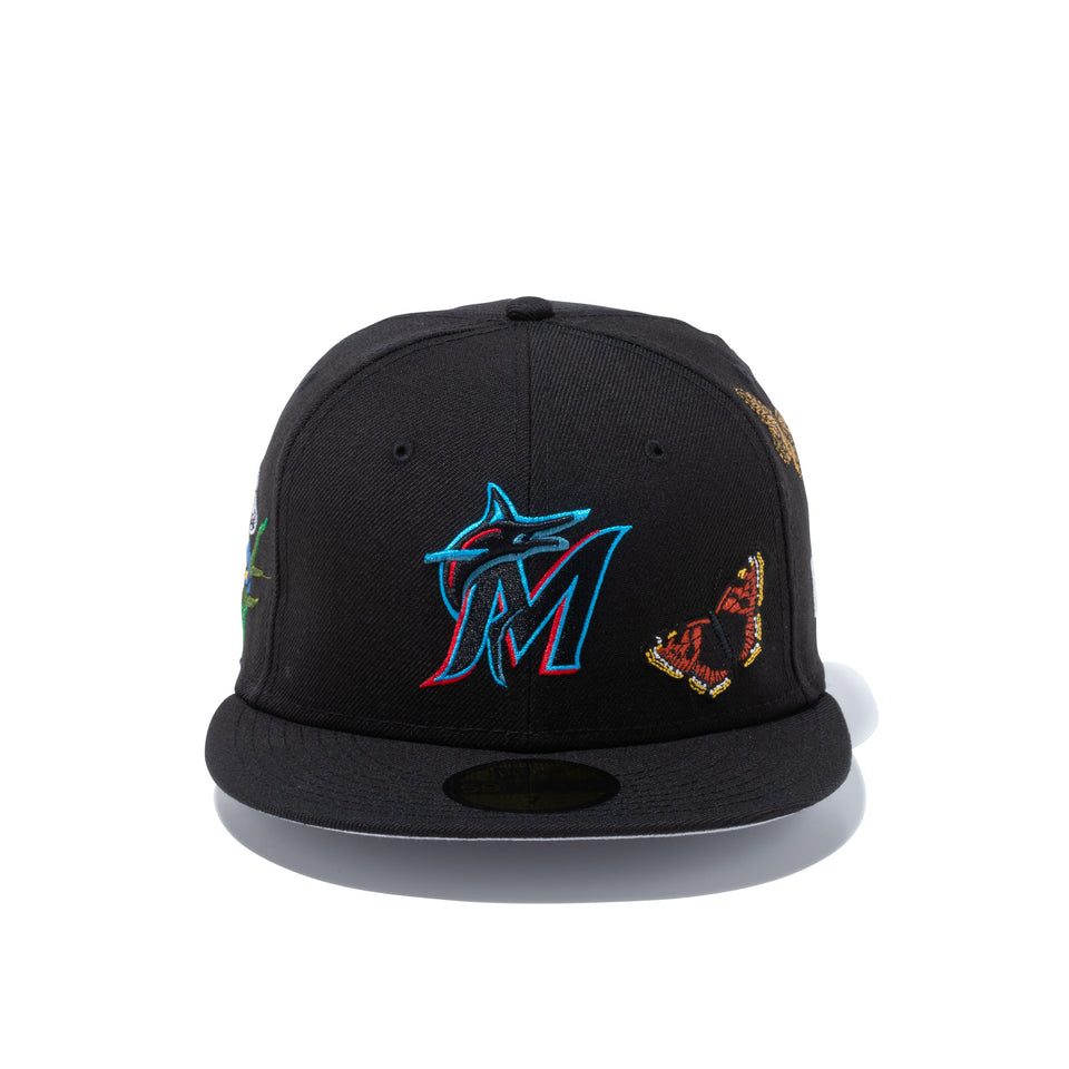 59FIFTY Felt マイアミ・マーリンズ Butterfly Garden グレーアンダーバイザー - 12849890-700| NEW ERA ニューエラ公式オンラインストア