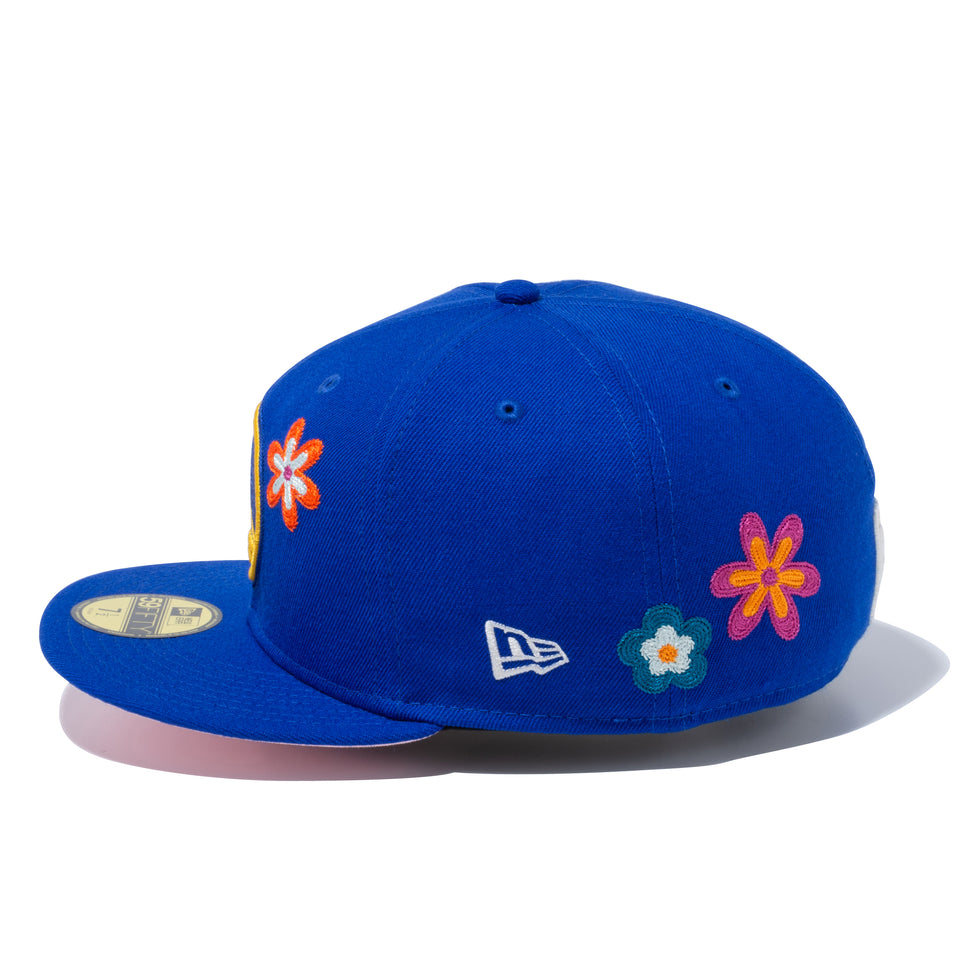 59FIFTY Chain Stitch Floral ゴールデンステート・ウォリアーズ ピンクアンダーバイザー