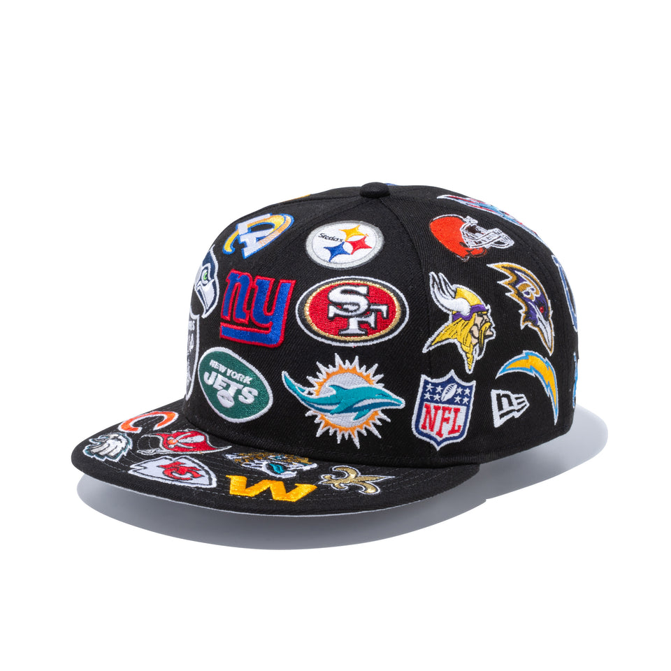 9FIFTY チームロゴオールオーバー NFL ブラック