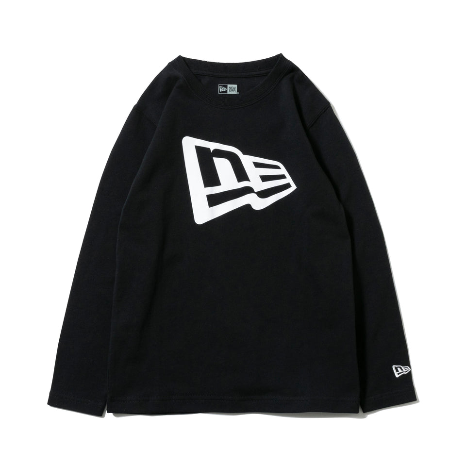 Youth 長袖 コットン Tシャツ フラッグロゴ ブラック