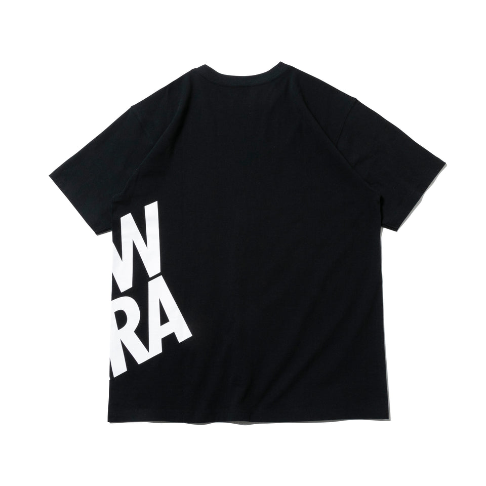 半袖 コットン Tシャツ ズームアップニューエラ ブラック × ホワイト リラックスフィット